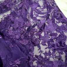 Ткань Сетка с вышивкой (фиолетовый)